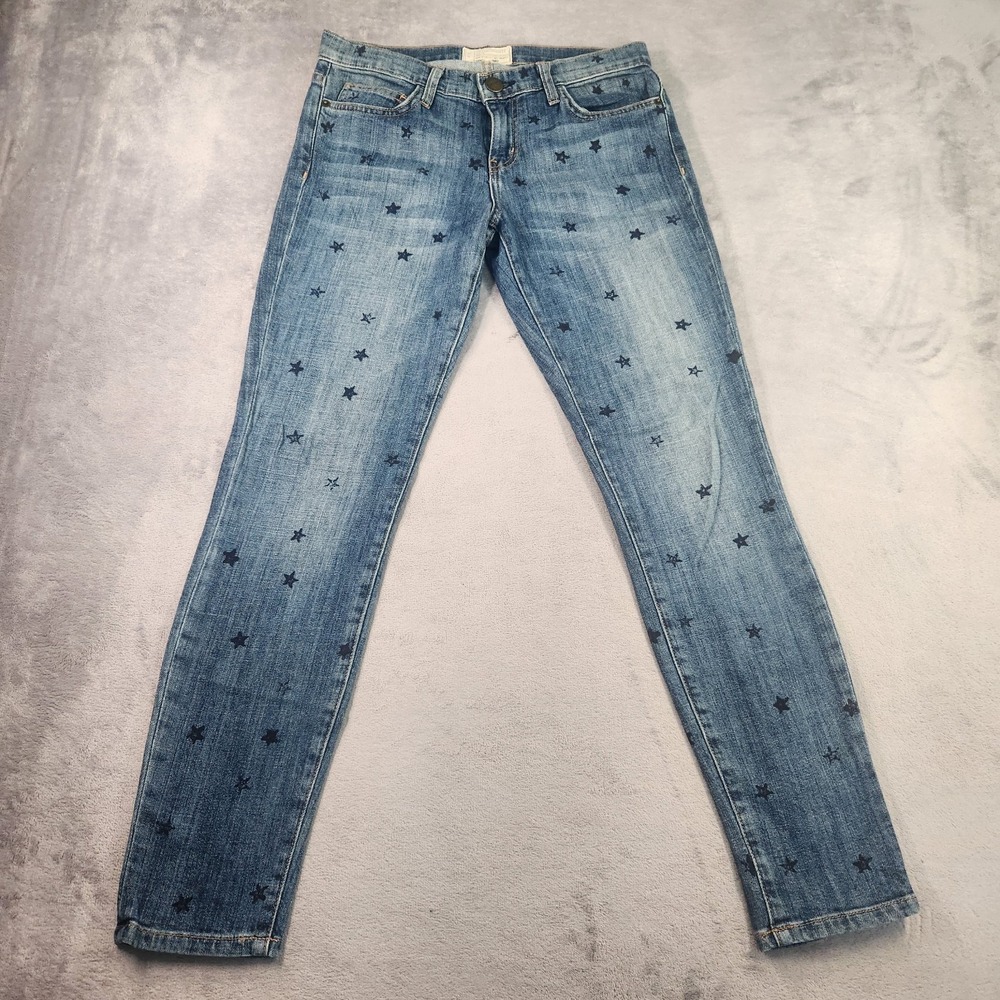 Current/Elliott The Stiletto Revival Skinny Jeans Blue Mini Stars Print Size 26